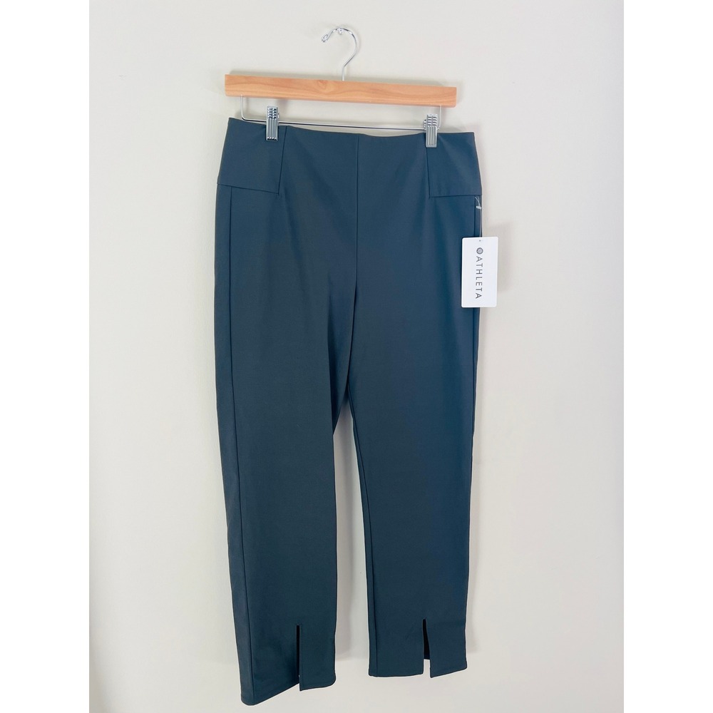 Athleta Wander Slim Straight Crop Pants Gray High Rise Trek Tech 405534 Size 12